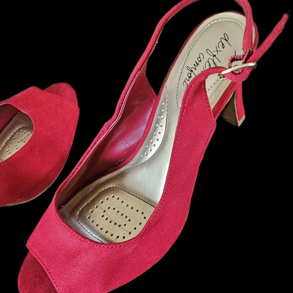 Dexflex Comfort Red Peep-Toe Slingback Heels